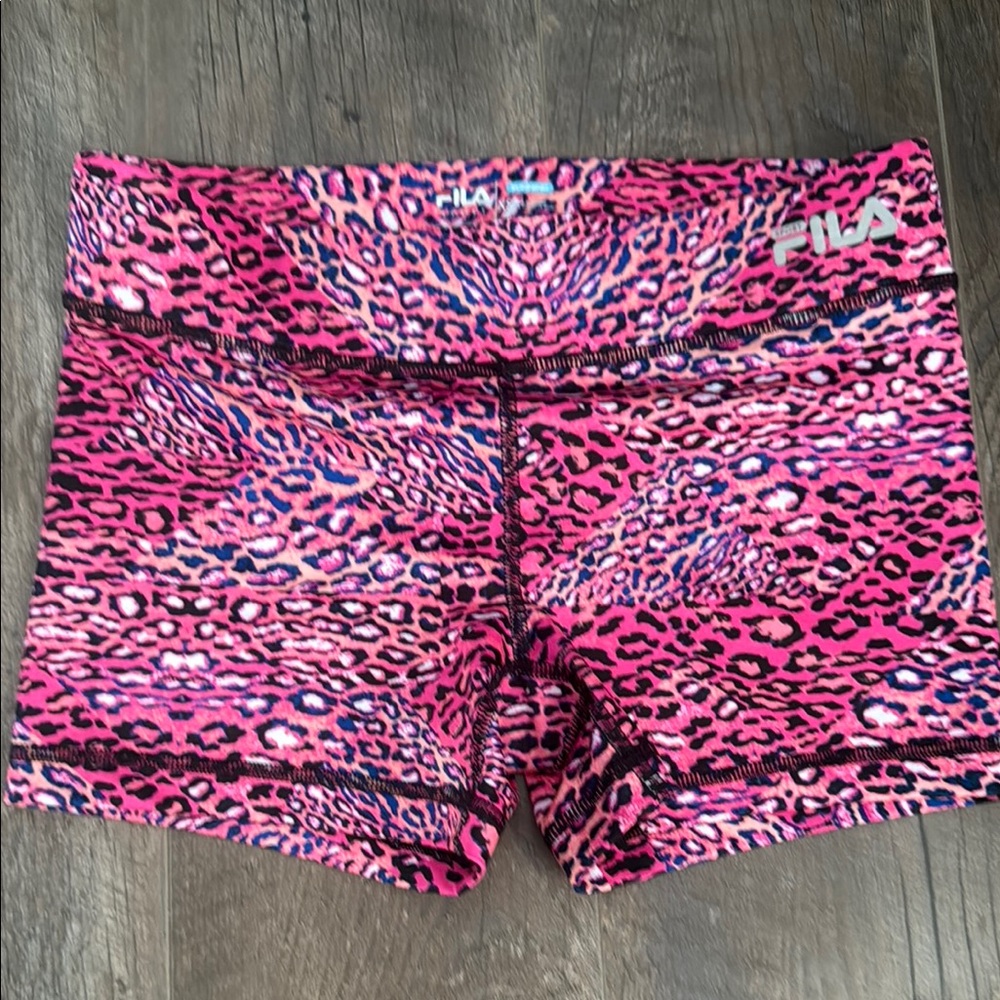 Fila Women's Vibrant Pink Animal Print Bike Shorts